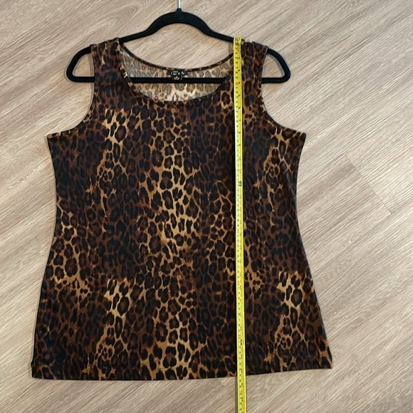 IMAN Women Tank Top Medium Brown Leopard Animal Print Stretch MobWife - Picture 9 of 10